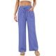 thumbnail image 4 of Amzcrzy Pantalones Mujer A Rayas Informales Cintura Alta Cordón Elástico Tipo Bóxer Cómodos Holgados Anchos Con Bolsillos Tallas S-2XL Azul, 4 of 8