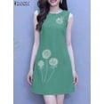 thumbnail image 3 of Women Floral Print Tank Sundress 2024 Summer Holiday Sleeveless Mini Dresses Casual Loose Dress Elegant Robes Oversized, 3 of 5