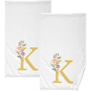 GZHJMY Letter K Cotton Towels Set 2 Pcs Absorbent Hand Towel Face Towels Kitchen Towels Bath Towels for Bathroom Laundry Room Kitchen 16 x 28 Inches