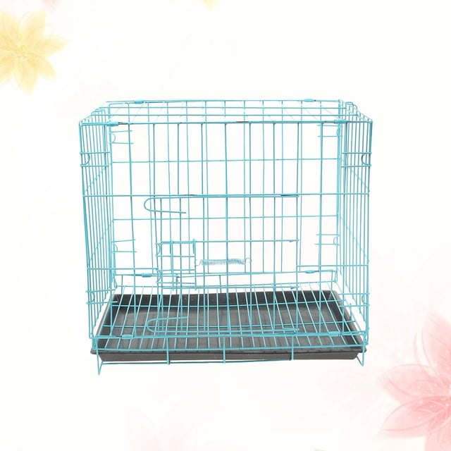 Phenofice Foldable Dog Crate Iron Blue 1Pcs For Pets Travel