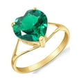 thumbnail image 2 of Galaxy Gold 2.75 Carats 14K Solid Yellow Gold Brilliant Heart Cut Shape Emerald Solitaire Cathedral Ring with Genuine Vibrant Emerald Heart Shape Anniversary Engagement Promise Her Him Unisex (6.5), 2 of 3