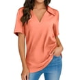 thumbnail image 1 of Hiiyo Polo à Manches Courtes Col en V pour Femmes T-Shirt Décontracté d'Été (S-TTG), 1 of 4