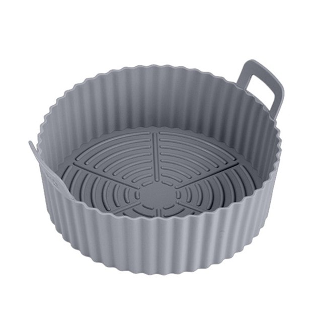Visland Silicone Baking Pan Tray for Air Fryer Reusable Liner Pot Protector with Raised Edge Double Handles Non-Stick Heat-Resistant Kitchen Gadgets