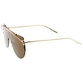 thumbnail image 3 of sunglassLA Unisex Futuristic Rimless Metal Crossbar Nuetral Colored Mono Lens Shield Sunglasses 64mm (Gold / Brown) - 65mm, 3 of 4