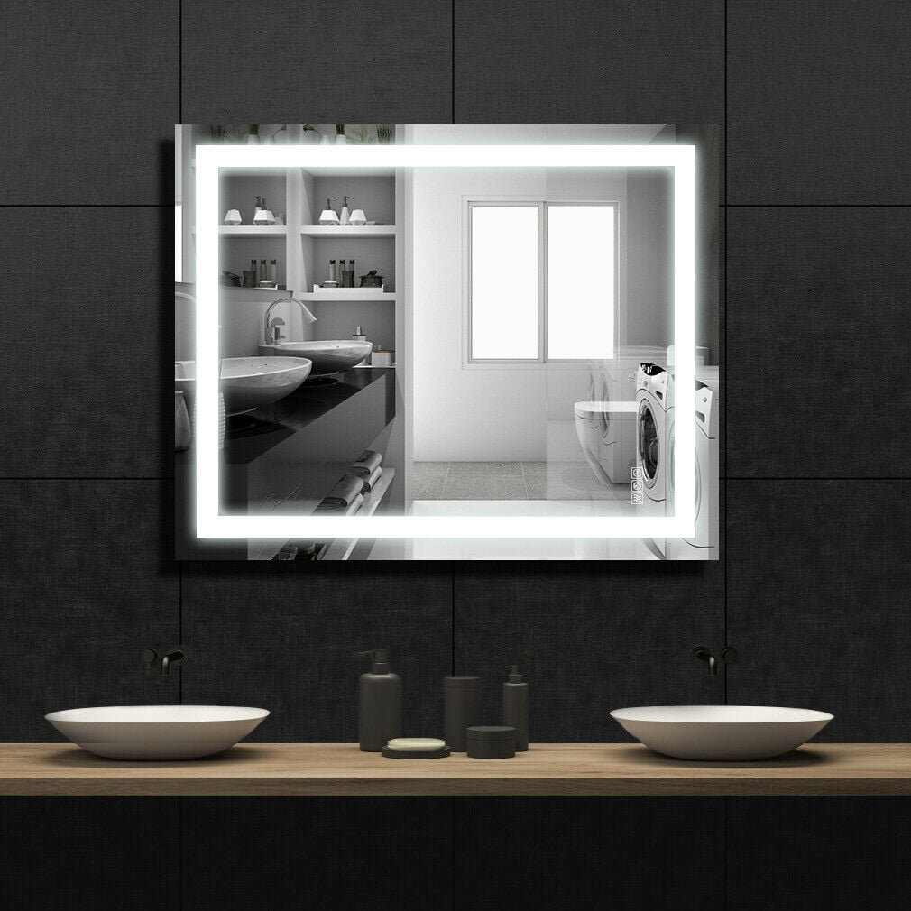 35"x27" Bathroom LED Mirror Anti-Fog Touch Makeup Vanity Mirror Wall Mounted NEW 
