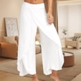 thumbnail image 3 of Pantalones de algodón con dobladillo de tulipán para mujer pantalones extragrandes pantalones casuales básicos atuendo diario con abertura lateral FLhrweasw Nuevo, 3 of 7