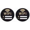 thumbnail image 1 of 2 unidades de letreros redondos negros con contraseña WiFi, letreros de cobertura WiFi de acrílico, letreros de cobertura de red inalámbrica con adhesivo, 1 of 5