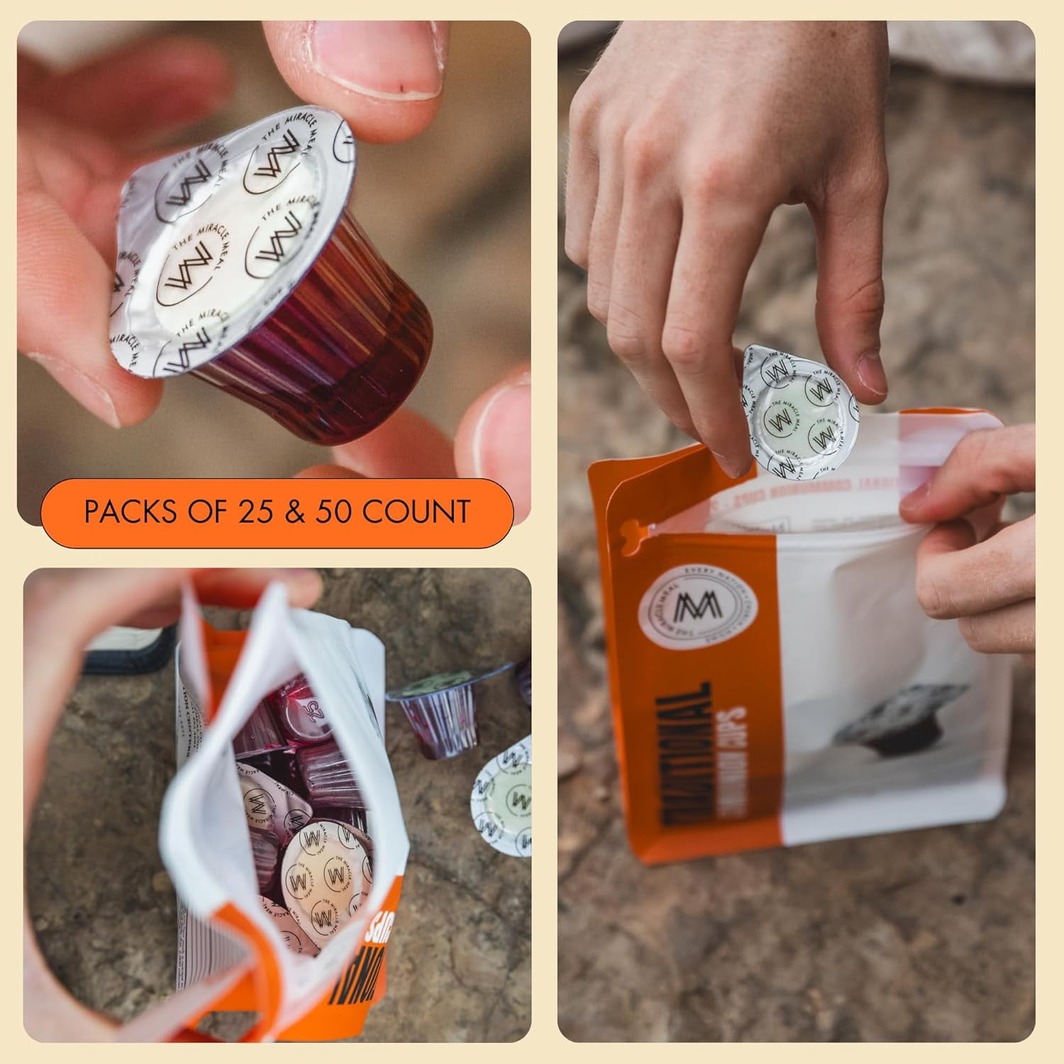 Travel Pack - The Miracle Meal Pre-Filled Traditional Communion Cup - Bag of 50 with Wafer and 100% Concord Grape Juice
