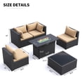 thumbnail image 5 of MRUAKA 6 Pieces Patio Conversation Set With Firepit, Outdoor Sectional PE Rattan Wicker Furniture Seat,Khaki, 5 of 8