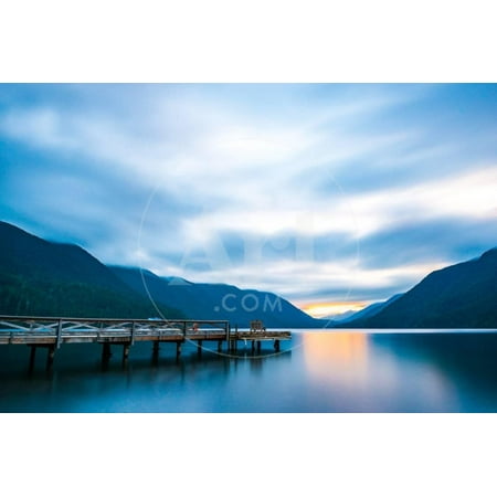 Scenic View of Dock in Lake Crescent in Olympic National Park,Washington State.Usa Print Wall Art By