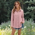 thumbnail image 2 of Women's Denim Shirt Long Sleeve Button Down Jean Shacket Top with Pockets, M, 2 of 7