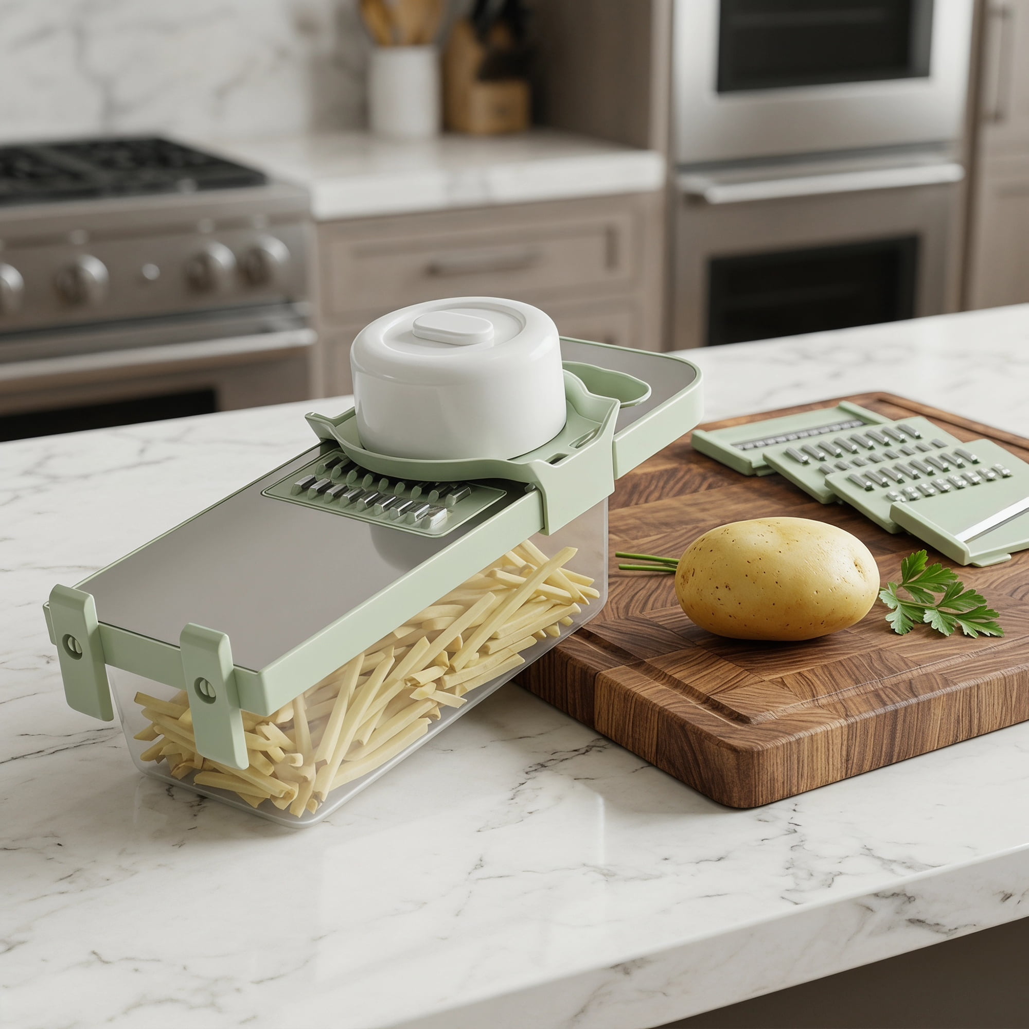 Unique Bargains Mandoline Slicer with Chopping Function for Cooking 6 in 1(B) 11"x4.3"