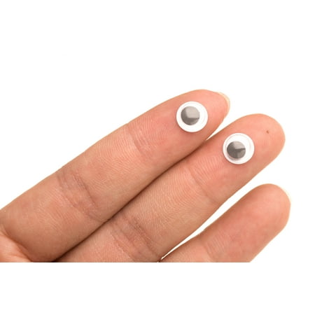 - 8mm Round Wiggle Eyes Glue-On Black And White Flat Back