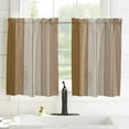 thumbnail image 3 of 63 Inch Long Tier Curtains for Kitchen, Retro Farmhouse Gray and Brown Ombre Wood Grain Bathroom Window Curtains Rod Pocket Short Curtains Window Treatment Tiers for Living Room Farmhouse 2 Panels, 3 of 5