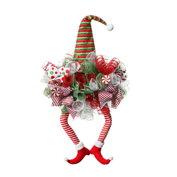 Christmas Wreath For Front Door With Lights Artificial Clown Wreath Christmas Mesh Door Wreaths Christmas Wreath Hat Legs Christmas Front Door Outside Wreath Features: Wreath Home Decor