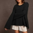 thumbnail image 2 of Women Sweaters, Crew Neck Sweaters for Women, Loose Solid Color Pullover, Flared Design for Casual Comfort, 2 of 5