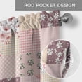 thumbnail image 6 of Boho Spring Floral Farmhouse Short Window Curtain Valances, Vintage Flowers Patchwork Plaid Pink Rod Pocket Kitchen Valances for Living Room Bedroom Bathroom Cafe 54" x 18", 6 of 8