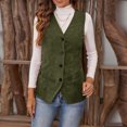 thumbnail image 4 of Kaemgyyd Women's Corduroy Vest Winter Warm Fashion Button Down Sleeveless Jackets Business Casual Dressy Work Office Outerwear, 4 of 7