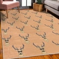 thumbnail image 3 of Deer Decorative Rug, Hipster Inspired Antlers Glasses Mustaches Funny Animal Pattern Woodland Vintage, Quality Carpet for Bedroom Dorm and Living Room, 6 Sizes, Dark Peach, by Ambesonne, 3 of 4