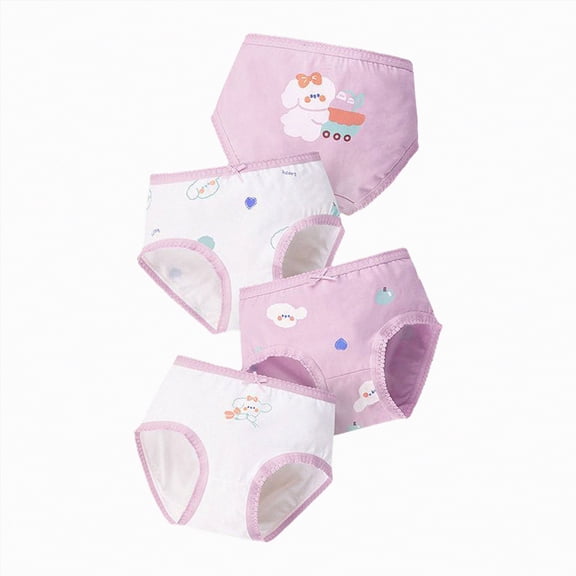 CAUYDY 6 12 18 Monthes Infant Girls Cotton Briefs 2T 3T 4T Toddler Girls Panties Baby Underwear 5T 6T 7T Kids 4-Pack Cute Floral Print Underpants (Sizes 2-3 Years,L04-Purple)