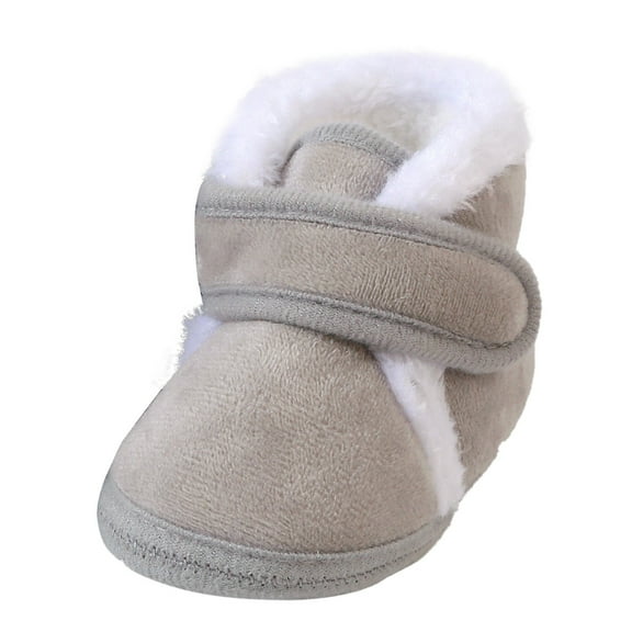 Ketyyh-chn99 Baby Cozy Fleece Booties Kids Shoes Baby Booties First Walkers Cozy Shoes Warm Knit Soft Booties for Toddler Boy Girl Grey,5