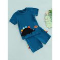 thumbnail image 3 of Seyurigaoka Little Boys 2PCS Pants Suit, Cute Dinosaur Short Sleeve Crew Neck T-Shirt, Same Style Short Pants, Summer Cozy Outfits, 3 of 9