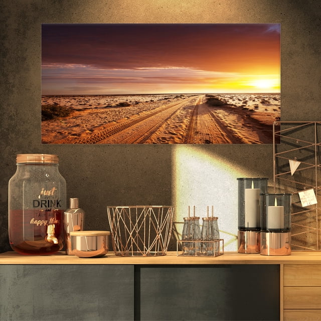 Off road in Desert at Sunset - Modern Landscape Wall Art Canvas