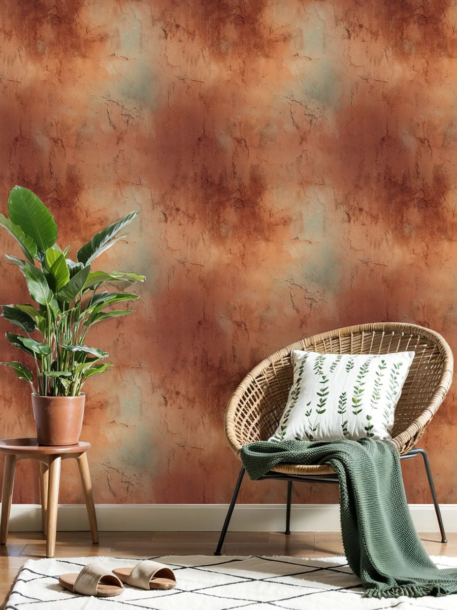Peel and Stick Wallpaper Abstract Orange Earth Toned Cracked Wall Texture Wall Mural 23.6in x 9.8ft Self Adhesive Removable Wall Paper Renter Friendly Wallpaper for Nursery Bedroom Cabinets