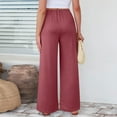 thumbnail image 7 of Besolor Summer Wide Leg Pants for Women Casual Baggy Elastic Waist Palazzo Pants Loose Lightweight Lounge Pants Trousers, 7 of 7