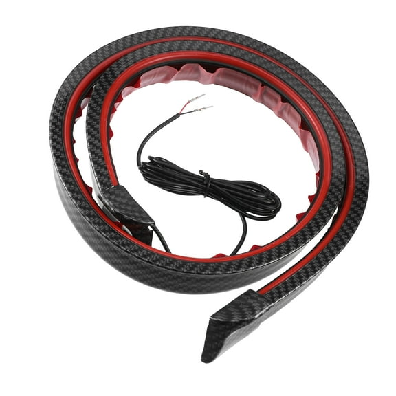 Universal Car Spoiler with Red LED Light 47.2inch/1.2m Tail Light Spoiler Carbon Fiber Pattern Black