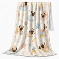 thumbnail image 2 of Whimsical Pug Puppies Clouds Stars Playful, Playful Pet Portrait Pattern, Warm Flannel Blanket for Living Room and Bedroom, Dog Lovers Just Because Gift, Pet Lover Home Decor, 2 of 9