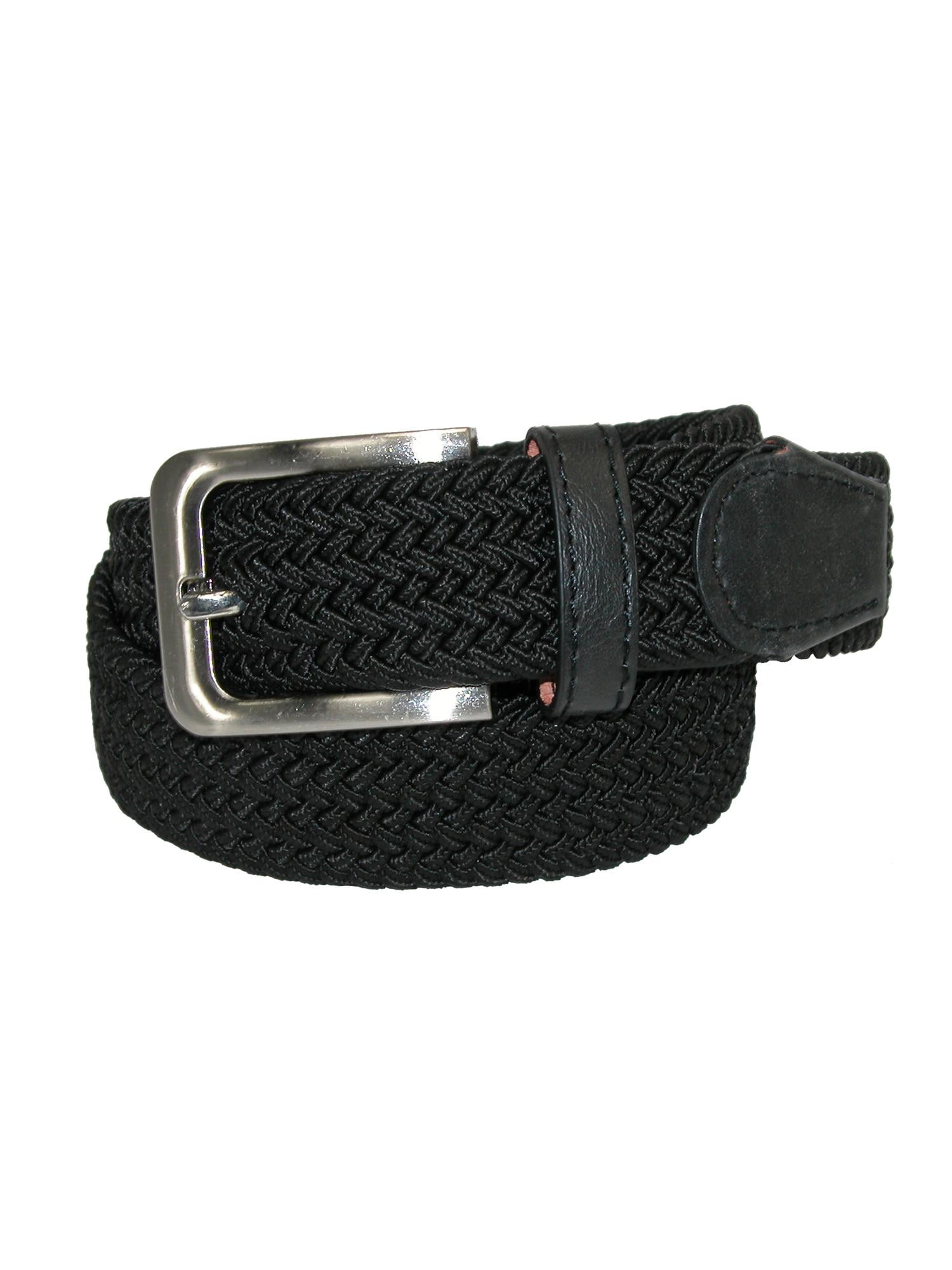 CTM Men&#39;s Elastic Braided Stretch Belt with Silver Buckle - www.bagssaleusa.com