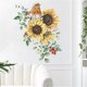thumbnail image 1 of Sunflower Bird Calcomanías de pared de pájaros de girasol, pegatinas de pared de flores de colibrí para jardín, dormitorio, sala de estar, TV, arte de pared, decoración de refrige, 1 of 5