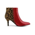 thumbnail image 3 of BLISSFUL STEP Women's Shoes Pointy Toe Print Stiletto Heel Boots Red 7, 3 of 8