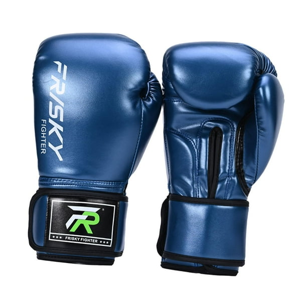 Guantes de boxeo para adultos, equipo de entrenamiento, guantes de sparring, guantes de boxeo para Muay Thai azul 10oz