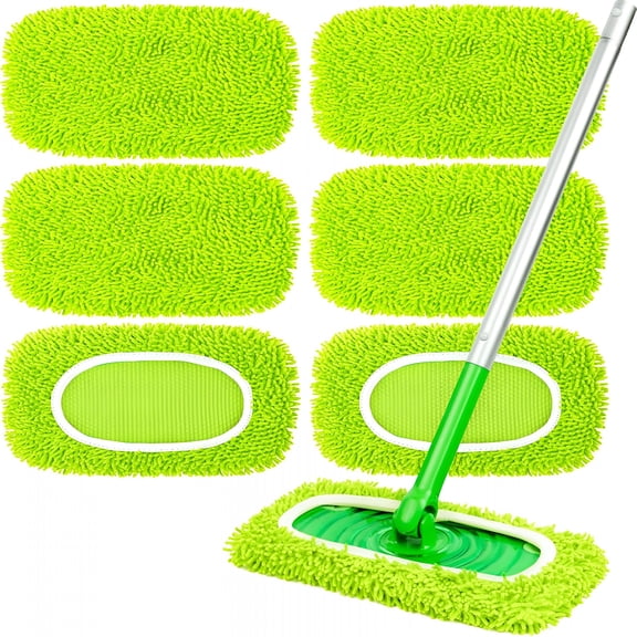 ACDANC 6-Pack Reusable Mop Pads,Microfiber Cleaning Mop Pads Refill for Dry Sweeping&Wet Mopping Replacement