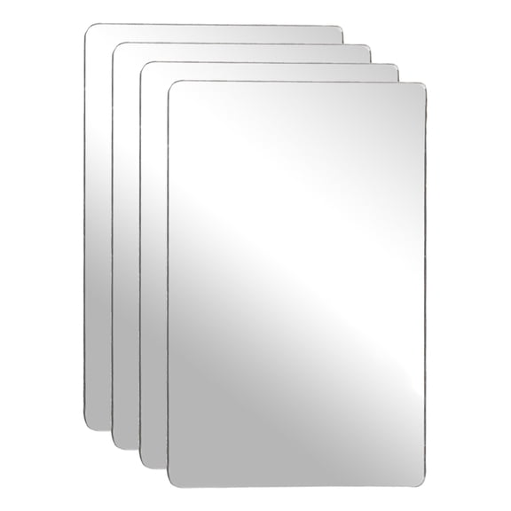 Uxcell 4Pcs Shatter Proof Acrylic Mirror, 5.9x3.9" Rectangle Round Corner Mirror(Self Adhesive, Safety, Shatterproof) Suited to Bathroom Science Home Gym Wall Decor