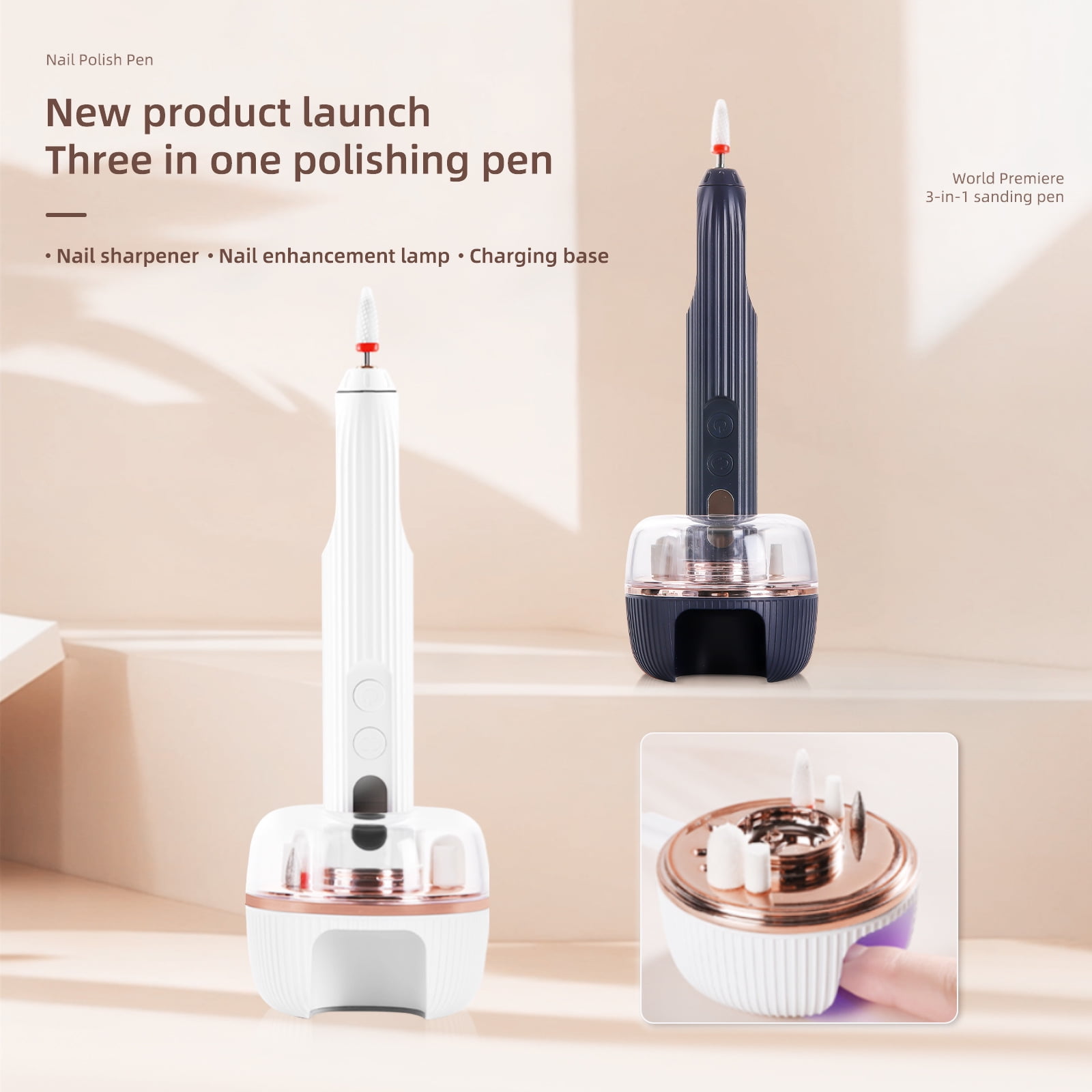 Professional Nail Drill Machine, Electric Manicure Pedicure Kit -18000RPM Cordless Nail Grinder (Portable Rechargeable Electric Nail File Set)