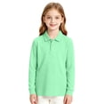 thumbnail image 2 of Girls Long Sleeve Polo Shirt School Uniform Casual Fall Comfy Smooth Knit Top Back to School Outfit, 2 of 6