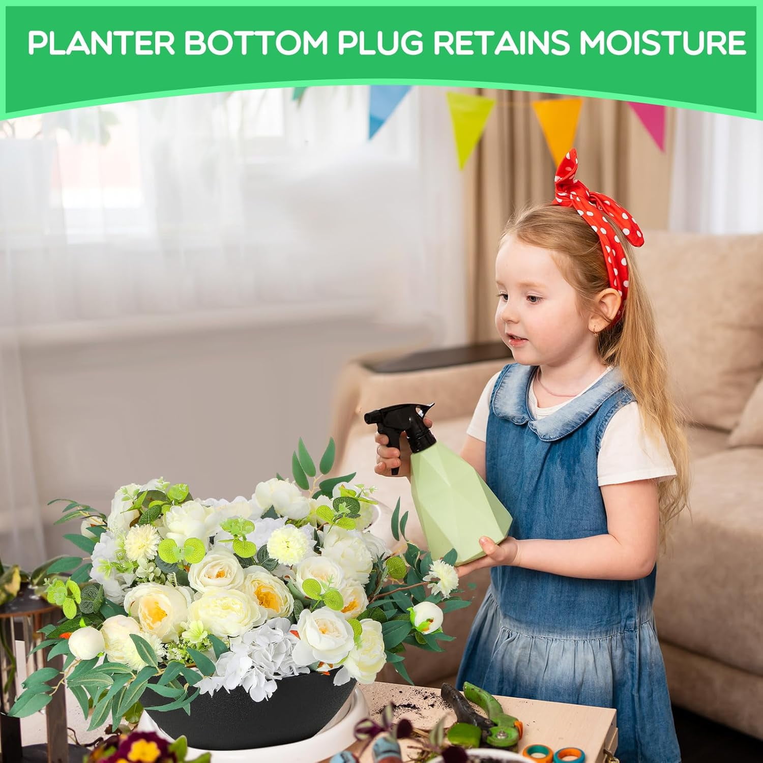 KitchenKey 4 Pack 13 Inch Large Hanging Planters Indoor Outdoor Flower Pots, Plant Containers with Drainage Hole Round Hanging Plant Pot for Home Garden Porch Balcony Patio Decor(Black)