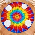 thumbnail image 2 of Colorful Rainbow Tie Dye Spiral Pattern Round Fitted Tablecloth with Elastic Edge,Dining Table Cover Waterproof,Outdoor Round Tablecloth for Camping,Dining,Indoor and Outdoor, 2 of 7