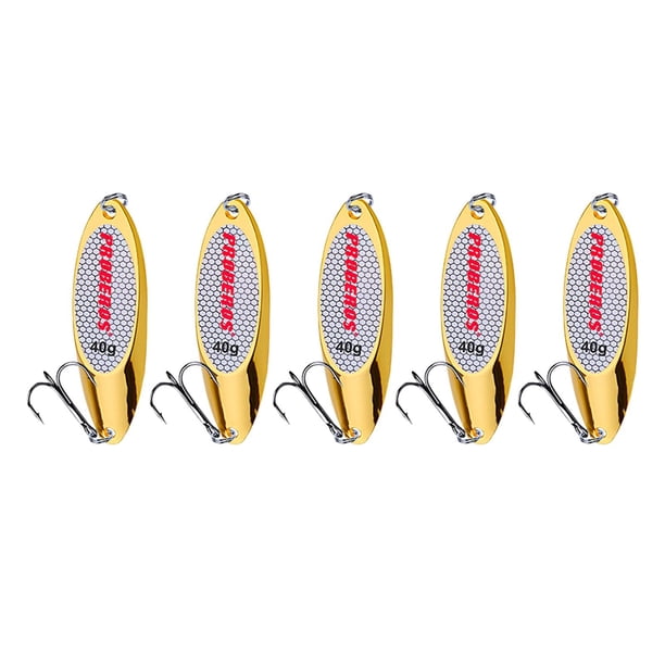5 Cucharas de Pesca Zulema cebos y Señuelos de lubina lanzamiento largo Oro 40g