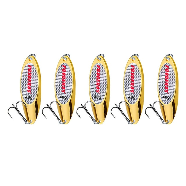 5 Cucharas de Pesca Zulema cebos y Señuelos de lubina lanzamiento largo Oro 40g