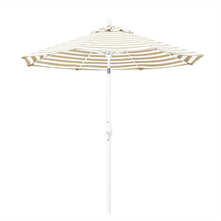 - Eclipse Collection 9 Fiberglass Market Umbrella Collar Tilt Matted White/Olefin/Beige White Cabana Stripe