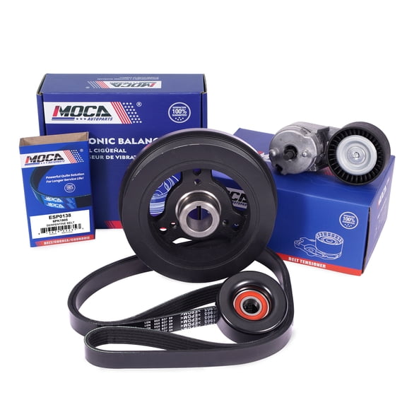 MOCA AUTOPARTS Harmonic Balancer with Serpentine Belt Component Kit Fit for 2000-2006 Jeep Wrangler 4.0L