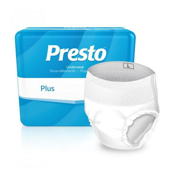 Presto Absorbency Underwear, XL, 58 in. to 68 in. White (Case of 56)
