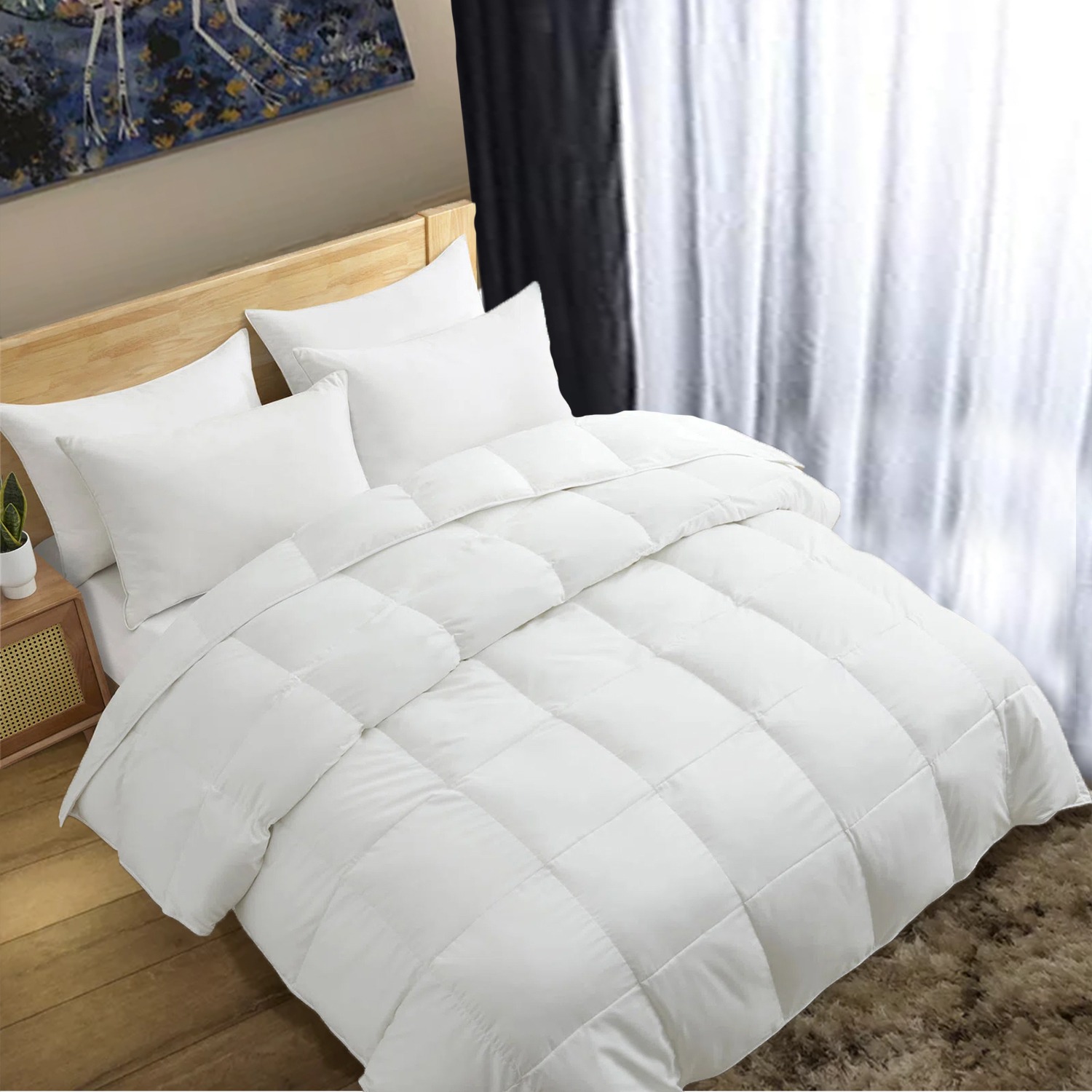 KOMFIT Bedding Comforter Duvet Insert - Quilted Comforter with Corner Tabs - Box Stitched Down Alternative Comforter&nbsp;400 GSM ( White , Twin/Twin XL (68x90) )