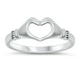 thumbnail image 1 of Polished Promise Heart Love Hands Ring .925 Sterling Silver Band Jewelry Female Male Unisex Size 7, 1 of 4