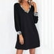 thumbnail image 3 of Vestido de malla para mujer: glamuroso, negro, cuello en V, manga larga, poliéster, corte ajustado, para la oficina o las vacaciones. Tallas estadounidenses/británicas/europeas: S-XXXXL., 3 of 8
