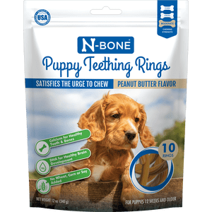 N-Bone Puppy Teething Rings Peanut Butter Flavor, 10-Pack